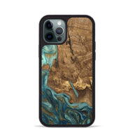 iPhone 12 Pro Wood Phone Case - Inaya (Teal & Gold, 809411)