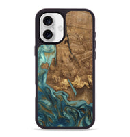 iPhone 16 Plus Wood Phone Case - Inaya (Teal & Gold, 809411)