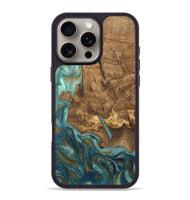 iPhone 16 Pro Max Wood Phone Case - Inaya (Teal & Gold, 809411)
