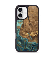 iPhone 17 Wood Phone Case - Inaya (Teal & Gold, 809411)