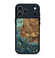 iPhone 17 Pro Max Wood Phone Case - Inaya (Teal & Gold, 809411)