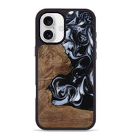 iPhone 16 Plus Wood Phone Case - Emilee (Black & White, 809418)