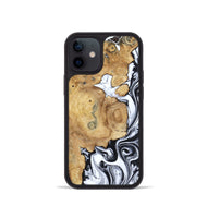 iPhone 12 mini Wood Phone Case - Dalia (Black & White, 809420)