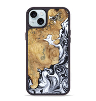 iPhone 15 Plus Wood Phone Case - Dalia (Black & White, 809420)