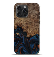 iPhone 16 Pro Max Wood Live Edge Phone Case - Roger (Teal & Gold, 809468)