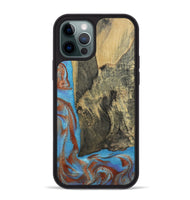 iPhone 12 Pro Max Wood Phone Case - Ivette (Teal & Gold, 809691)
