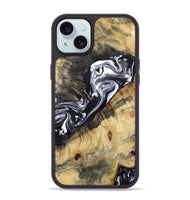 iPhone 15 Plus Wood Phone Case - Sammie (Black & White, 809896)