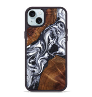iPhone 15 Plus Wood Phone Case - Benicio (Black & White, 809897)