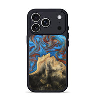 iPhone 17 Pro Wood Phone Case - Sarina (Teal & Gold, 810489)