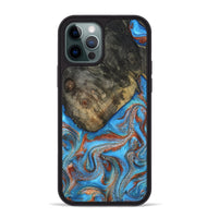 iPhone 12 Pro Max Wood Phone Case - Cheryl (Teal & Gold, 810492)