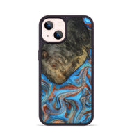 iPhone 14 Wood Phone Case - Cheryl (Teal & Gold, 810492)