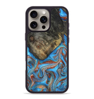 iPhone 16 Pro Max Wood Phone Case - Cheryl (Teal & Gold, 810492)