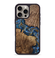 iPhone 16 Pro Max Wood Phone Case - Vina (Teal & Gold, 810494)