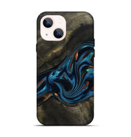 iPhone 13 Wood Live Edge Phone Case - Kaiya (Teal & Gold, 810782)