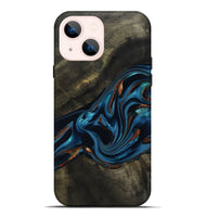 iPhone 14 Plus Wood Live Edge Phone Case - Kaiya (Teal & Gold, 810782)