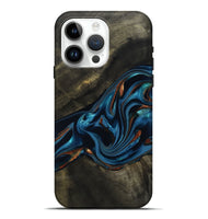 iPhone 15 Pro Max Wood Live Edge Phone Case - Kaiya (Teal & Gold, 810782)