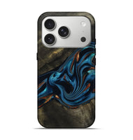 iPhone 17 Pro Wood Live Edge Phone Case - Kaiya (Teal & Gold, 810782)