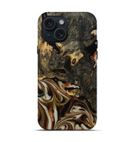 iPhone 15 Wood Live Edge Phone Case - Cathryn (Black & White, 810789)