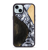iPhone 15 Plus Wood Phone Case - Hedwig (Black & White, 810813)