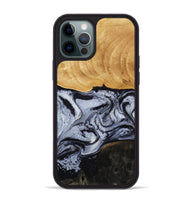 iPhone 12 Pro Max Wood Phone Case - Trace (Black & White, 810814)