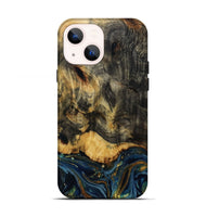 iPhone 13 Wood Live Edge Phone Case - Lida (Teal & Gold, 811020)