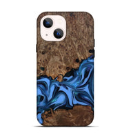 iPhone 14 Wood Live Edge Phone Case - Dorris (Blue, 811447)