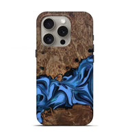 iPhone 16 Pro Wood Live Edge Phone Case - Dorris (Blue, 811447)