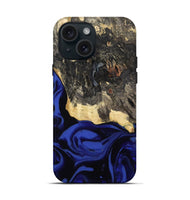 iPhone 15 Wood Live Edge Phone Case - Dania (Blue, 811449)
