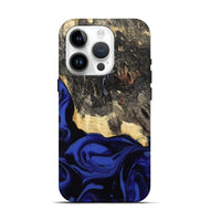 iPhone 15 Pro Wood Live Edge Phone Case - Dania (Blue, 811449)