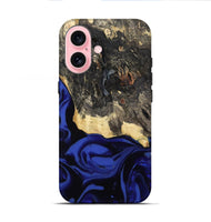 iPhone 16 Wood Live Edge Phone Case - Dania (Blue, 811449)