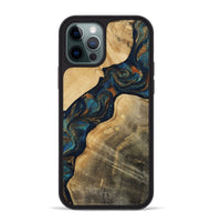 iPhone 12 Pro Max Wood Phone Case - Andria (Teal & Gold, 811712)