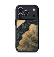 iPhone 17 Pro Wood Phone Case - Andria (Teal & Gold, 811712)