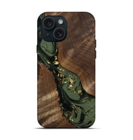 iPhone 15 Wood Live Edge Phone Case - Diamond (Green, 811836)