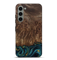 Galaxy S23 Plus Wood Live Edge Phone Case - Errol (Teal & Gold, 811878)