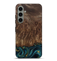Galaxy S24 Plus Wood Live Edge Phone Case - Errol (Teal & Gold, 811878)