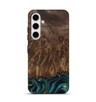 Galaxy S25 Wood Live Edge Phone Case - Errol (Teal & Gold, 811878)