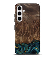 Galaxy S25 Plus Wood Live Edge Phone Case - Errol (Teal & Gold, 811878)