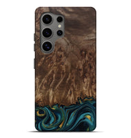 Galaxy S25 Ultra Wood Live Edge Phone Case - Errol (Teal & Gold, 811878)