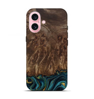 iPhone 17 Wood Live Edge Phone Case - Errol (Teal & Gold, 811878)