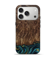 iPhone 17 Pro Wood Live Edge Phone Case - Errol (Teal & Gold, 811878)