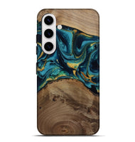 Galaxy S25 Plus Wood Live Edge Phone Case - Isom (Teal & Gold, 811880)