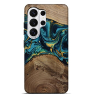 Galaxy S26 Ultra Wood Live Edge Phone Case - Isom (Teal & Gold, 811880)