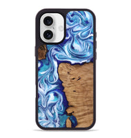 iPhone 16 Plus Wood Phone Case - Shayla (Blue, 812018)
