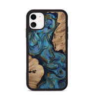 iPhone 11 Wood Phone Case - Yael (Teal & Gold, 812095)