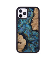 iPhone 11 Pro Wood Phone Case - Yael (Teal & Gold, 812095)