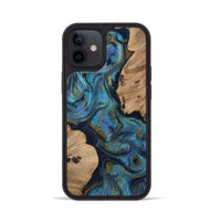iPhone 12 Wood Phone Case - Yael (Teal & Gold, 812095)