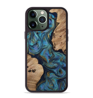 iPhone 13 Pro Max Wood Phone Case - Yael (Teal & Gold, 812095)