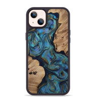 iPhone 14 Plus Wood Phone Case - Yael (Teal & Gold, 812095)