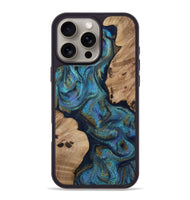 iPhone 16 Pro Max Wood Phone Case - Yael (Teal & Gold, 812095)