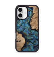iPhone 17 Wood Phone Case - Yael (Teal & Gold, 812095)